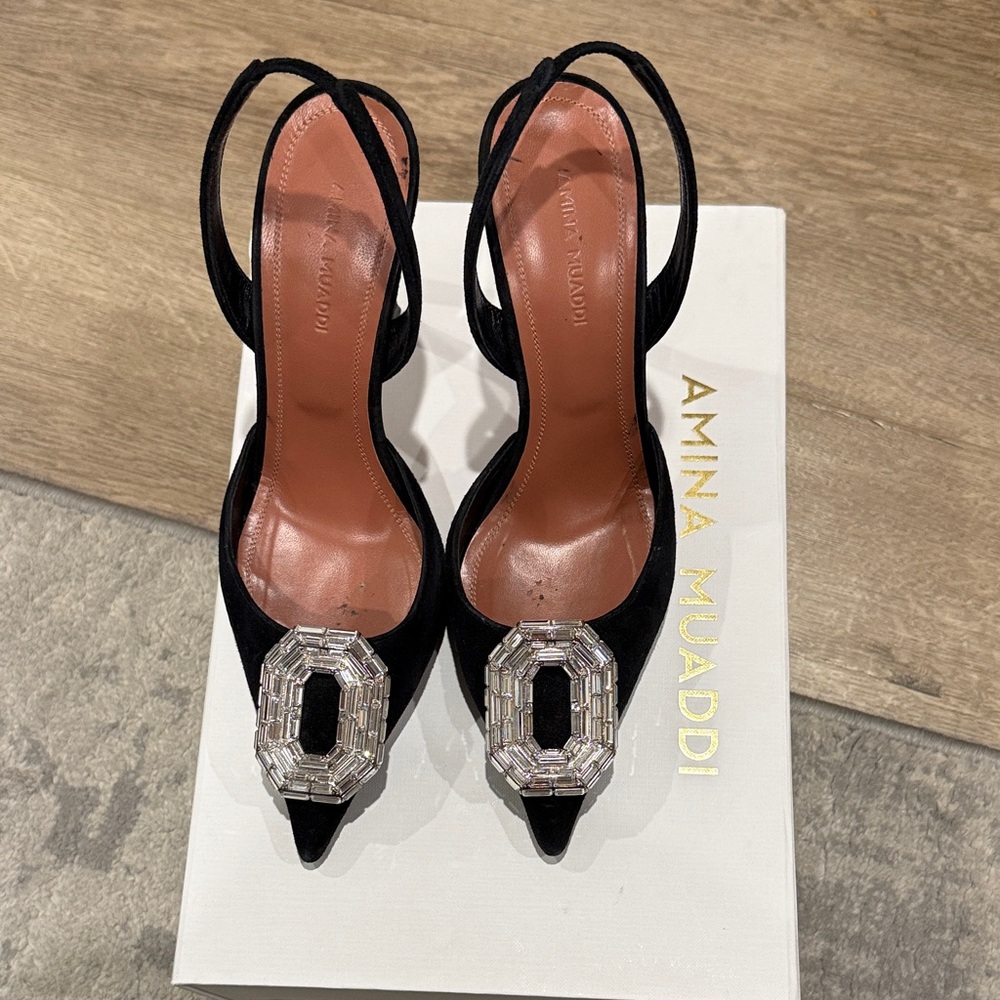Amina Muaddi Camelia Sling 105 Black SS22
